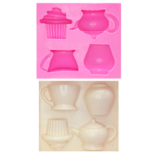 M0570 Teapot Cup Cake Silicone Mold Wedding Party Fondant Cake Decorating Tools Gumpaste Chocolate Candy Moulds 2024 - buy cheap