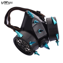 Punk Blue Rivets Mask Steampunk Industrial Spike Gas Masks Respirator Cosplay Party Masks Accessories Gothic 2024 - buy cheap