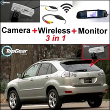 Специальная камера заднего вида 3 в 1 + беспроводной приемник + монитор зеркала, система резервного копирования для Lexus RX330 RX350 RX400h 2004 ~ 2009 2024 - купить недорого