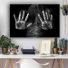 Retrato de mano en blanco y negro, carteles e impresiones en lienzo, arte, imagen de pared escandinava para sala de estar, cuadro decorativo 2024 - compra barato