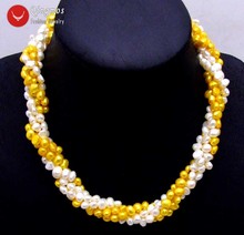 Qingmos Белое золото жемчужное ожерелье для женщин с 6 мм жемчугом барокко 40 "длинное ожерелье сочетание чокеров ожерелье 18" набор 6102 2024 - купить недорого
