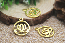 20 pçs-amuletos de flor de lótus, tom de ouro, 2 lados, pingentes de flor de lótus, 24x20mm 2024 - compre barato