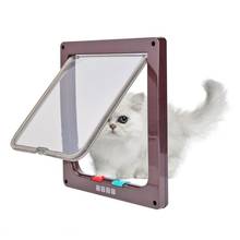 4 Way Lockable Dog Cat Kitten Door Security Flap Door Kitten Puppy Pets Plastic Gate Flap Door Pet Kitten Door 2019 2024 - buy cheap