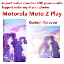 Bolso de teléfono DIY personalizado Foto PU Funda de cuero flip cover para Motorola Moto Z Play 2024 - compra barato