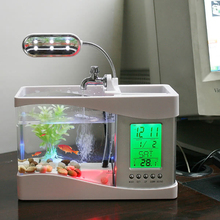 Популярный Настольный мини-светильник USB для аквариума, стеклянный светодиодный светильник с ЖК-дисплеем и таймером, черный/белый светодиодный светильник для аквариума 2024 - купить недорого