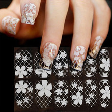 Nail Art Lace Stickers Decals 3D French Style White Lace Bow Nail Art Sticker Decal Manicure Tip Nail Art Decoration Tools 2024 - buy cheap