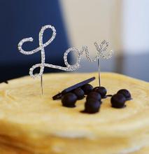 Decoração para bolo com strass, acessório para decoração de festas de aniversário, casamento, carta de amor 2024 - compre barato