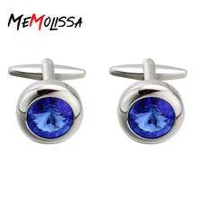 MeMolissa 2018 New High Quality Blue Opal Cufflinks Plated Cufflinks Men's Business Cufflinks Christmas Gift for Friends 2024 - buy cheap