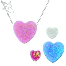 Opal heart pendant fire opal stone real opal necklace jewelry chokers necklaces for women 925 sterling silver necklace women 2024 - buy cheap