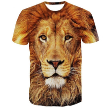 Camiseta deportiva con estampado de León para hombre y mujer, camisa de manga corta con diseño 3d de Hip Hop, ropa de verano, nueva moda 2024 - compra barato