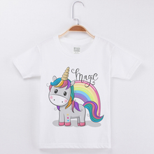 Kids Tee Shirts White 100% Cotton Short Sleeve Girls T-Shirt Kawaii Rainbow Unicorn Child T shirt Children Clothing Baby Tops 2024 - buy cheap