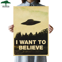 DLKKLB Vintage Classic Movie The Poster I Want To Believe Poster Bar Cafe Home Kraft Paper Decorative paintings Wall Sticker 2024 - buy cheap