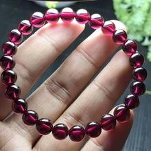 Pulseira de miçangas redondas de cristal vermelho natural, bracelete 7.2mm aaaaa cx #8 2024 - compre barato