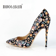 2019 Black Graffiti Colorful Women Pumps Sexy Women High Heels Wedding Party Women Shoes Stilettos 12cm/10cm/8cm big size 35-42 2024 - buy cheap