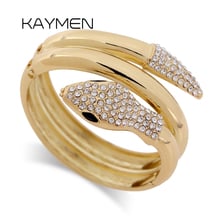 Kaymen pulseira de cobra da moda mais nova para mulheres, bracelete de strass banhado a ouro ou prata, pulseira de menina, festa de casamento, porm 2024 - compre barato