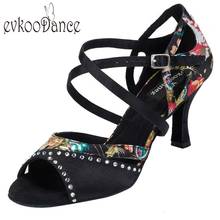 Flower With Rhinestone Size US 4-12 Zapatos De Baile Latino Heel Height 7cm Professional Satin Latin Dance Shoes Women NL113 2024 - buy cheap