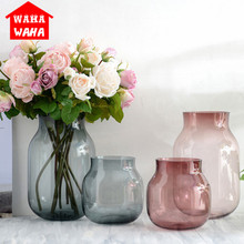 Современная утолщенная прозрачная стеклянная ваза, европейская свежая стильная сухая ваза, бутылка для воды, цветочный стол, Цветочная композиция. 2024 - купить недорого