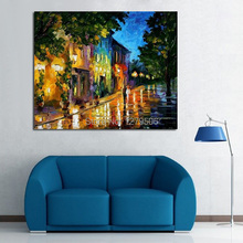 Quadros sobre tela pintura a óleo, grande, amante da chuva, árvore da rua, paisagem, imagens de parede para decoração da sala de estar 2024 - compre barato