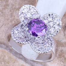 Superb Purple Cubic Zirconia White CZ Silver Plated Women's Ring Size 6 / 7 / 8 / 9 R1096 2024 - buy cheap