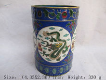Exquisite antique Chinese good blue cloisonne dragon Pen container No.5 2024 - buy cheap