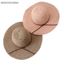 HANGYUNXUANHAO-sombreros de paja plegables para mujer, sombrero de sol de playa de diseño a la moda 2024 - compra barato