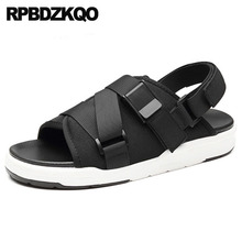 2018 Agua Negro Sandalias Gladiador Hombre Verano Moda Suave Zapatillas Ponerse Correa Al Aire Libre Zapatos Deporte Diapositivas Romano 2024 - compra barato