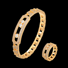 Theresa bangle with ring jewelry set meseaka full zircon micro pave setting chain style trendy bangle&bracelet fashion jewelry 2024 - buy cheap
