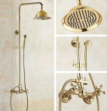 Luxury Golden Brass Wall Mounted 8.2" Bathroom Rainfall Shower Faucet Set Mixer Tap lgf323 2024 - buy cheap