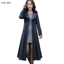 Plus Size Trenchcoat Womens Faux Leather Long Trench Coat Black Ladies Pu Leather Jacket Spring Autumn Windbreaker 4XL 5XL 6XL 2024 - buy cheap