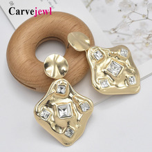 Carvejewl chunky earrings metal irregular geometric drop dangle earrings for women jewelry glass stone unique fashion earrings 2024 - buy cheap