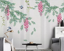 Beibehang-papel tapiz con diseño de flor minimalista y hojas de pájaro para decoración del hogar, mural 3d moderno para sala de estar y dormitorio 2024 - compra barato