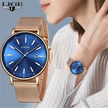 New LIGE Fashion Women Watches Top Brand Luxury Stainless Steel Quartz Dress Watch Ladies Waterproof Gold Watch Relogio Feminino 2024 - buy cheap
