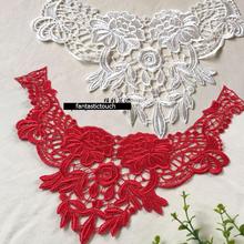 New Arrival 1Piece 31*31cm Flower Water Soluble Embroidered Lace Neck Collar Novelty Applique Venise Sew on Scrapbooking Patches 2024 - buy cheap