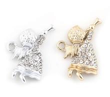 Pingente de anjo strass 20 tamanhos 23x17mm, dourado, cor prata), compatível com medalhão flutuante, fabricação de joalheiros 2024 - compre barato