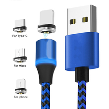 Cable magnético trenzado LED tipo C Micro USB magnético cable de carga usb para iPhone X de Apple 7 8 6 Xs Max XR Samsung s9 Cable 2024 - compra barato