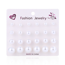 12 pares de Pendientes de perlas de imitación para mujer, aretes de Metal blanco, joyería Simple para fiesta 2024 - compra barato