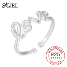 Smjel anel 925 de prata esterlina 100%, joia pela eternidade com letras do amor, para casal, 925 2024 - compre barato