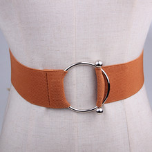 Dress Wide Stretch waistbands Women Belt Accessories simple Solid Silver circle Buckle Waist Band Decorative cummerbunds brown 2024 - buy cheap