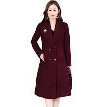 Mulheres Jaqueta de Inverno Casaco de Lã 2018 Nova Moda Sólidos Trespassado Longo de Lã Casaco Outerwear Plus Size 4XL Feminino Básico AA414 2024 - compre barato