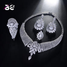 Be 8 Newest Luxury Bridal AAA CZ Jewelry set Nigerian Wedding Accessorie Big African Cubic Zirconia White-color Jewelry Set S198 2024 - buy cheap