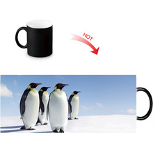 Pinguins quente frio sensível caneca calor mudando cor cerâmica xícara de chá mágico transformando cofee canecas 12oz 2024 - compre barato