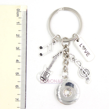 10PCS Wholesale DIY Snap Key Chain Gift Guita Music Note Key Chain Handbag Charm Key Ring 18mm Snap Jewelry for Men Women Bijoux 2024 - buy cheap