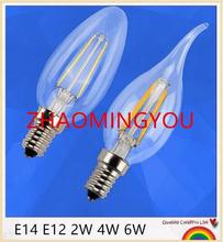 Led Filament light E14 4W 6W Bulb Lamp Candle cob 4 6Leds lampada led Retro Crystal chandeliers Lighting 2024 - buy cheap