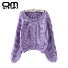 OMCHION Pull Femme 2019 Autumn Winter Twist Soft Women Sweaters And Pullovers Lantern Sleeve Short Sweater Loose Jumper SW96 2024 - buy cheap