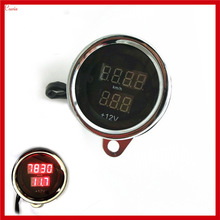 New Metal Case 2 Functions 12v Motorcycle Digital Led Tachometer RPM Tach Gauge + Voltmeter Voltage Gauge 2024 - buy cheap