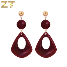 Korea Hot Sale Fashion Statement Hollow Water Drop Shape Acrylic Big Dangle Red Earrings for Women Jewelry Brincos Oorbellen 2024 - buy cheap