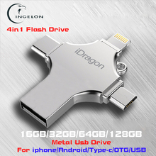 Ingelon 4in1 usb flash drive 256GB 16GB 32GB pendrive 128GB OTG idragon metal usb stick for iphone ios Photo Stick 64gb Cle usb 2024 - buy cheap