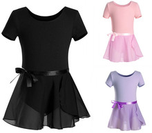 Girls' Basic Leotard Gymnastics Ballet Dance Costumes with Wrap-Round Skirt 2024 - buy cheap