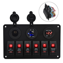 6 Gang Led Switch Panel Car Boat Circuit Breaker Panel Marine Yacht Rocker 12v Switch Panel Dual USB Charger Voltmeter 2024 - buy cheap