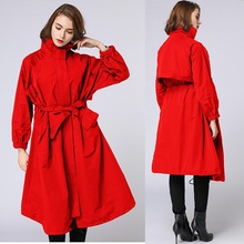 Trench coat feminino com zíper, sobretudo longo com cinto cintura, justo solto, elegante, roupa esportiva feminina xggg 2024 - compre barato
